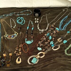 23 piece Shades of Green and brown  jewelry lot